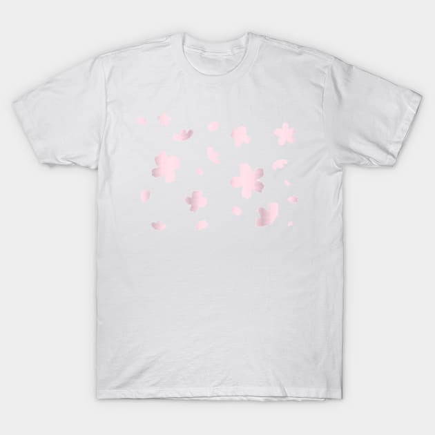 Metallic Pink Cherry Blossoms T-Shirt by Fireflies2344